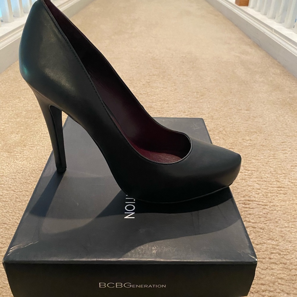Brand New, black leather BCBGeneration Heels, 10